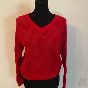 Wild Fable deep red cropped sweater